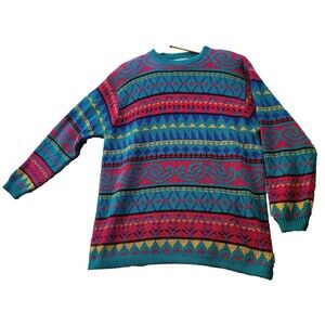 Vintage  Mens Alfred Dunner Winter Sweater with Collar Pull Over Size XL USA